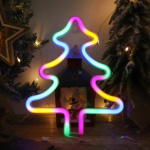 Christmas Decoration Neon Lights Wall-Mounted Ornaments, Spec: Tree-Colorful Light (OEM)
