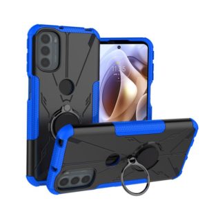 For Motorola Moto G31 Armor Bear Shockproof PC + TPU Phone Protective Case with Ring Holder(Blue) (OEM)