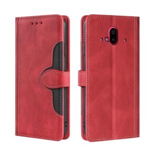 For Fujitsu Arrows F-52B Skin Feel Straw Hat Magnetic Buckle Leather Phone Case(Red) (OEM)