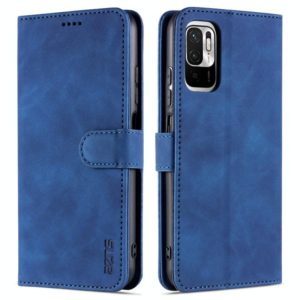 For Xiaomi Redmi Note 10 5G AZNS Skin Feel Calf Texture Horizontal Flip Leather Case with Card Slots & Holder & Wallet(Blue) (AZNS) (OEM)