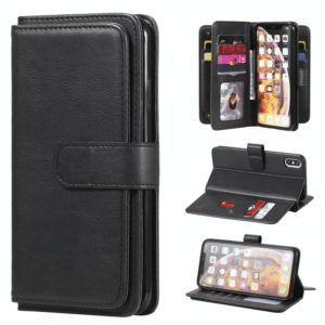 For iPhone XS Max Multifunctional Magnetic Copper Buckle Horizontal Flip Solid Color Leather Case with 10 Card Slots & Wallet & Holder & Photo Frame(Black) (OEM)