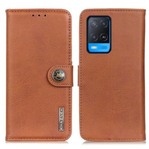For OPPO A54 4G KHAZNEH Cowhide Texture Horizontal Flip Leather Case with Holder & Card Slots & Wallet(Brown) (OEM)