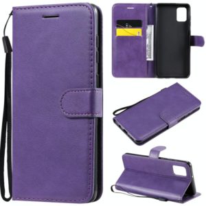 For Samsung Galaxy A31 Solid Color Horizontal Flip Protective Leather Case with Holder & Card Slots & Wallet & Photo Frame & Lanyard(Purple) (OEM)