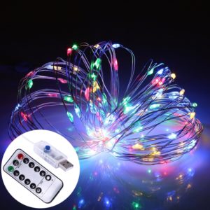 2W 10m USB Silver Wire String Light, 100 LEDs 8 Modes Fairy Lamp Decorative Light with 13-keys Remote Control, DC 5V (OEM)