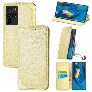 For ZTE nubia Z30 Pro Blooming Mandala Embossed Pattern Magnetic Horizontal Flip Leather Case with Holder & Card Slots & Wallet(Yellow) (OEM)