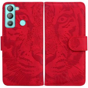For Tecno Pop 5 LTE BD4 Tiger Embossing Pattern Horizontal Flip Leather Phone Case(Red) (OEM)
