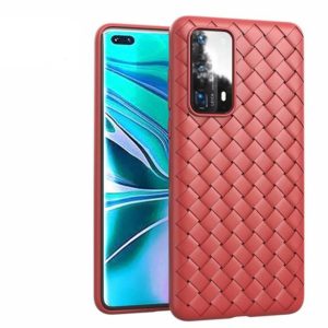 For Huawei P40 Non-Slip Classic Woven Pattern Breathable TPU Case(Red) (OEM)