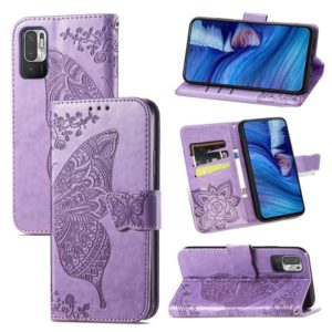 For Xiaomi Redmi Note10 5G Butterfly Love Flowers Embossed Horizontal Flip Leather Case with Holder & Card Slots & Wallet & Lanyard(Light Purple) (OEM)