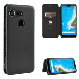 For Kyocera Android One S6 Carbon Fiber Texture Horizontal Flip TPU + PC + PU Leather Case with Card Slot(Black) (OEM)