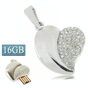 Silver Heart Shaped Diamond Jewelry USB Flash Disk, Special for Valentines Day Gifts (16GB) (OEM)