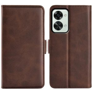 For OnePlus Nord 2T 5G Dual-side Magnetic Buckle Flip Leather Phone Case(Brown) (OEM)
