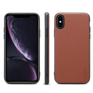 For iPhone X / XS Denior V7 Luxury Car Cowhide Leather Ultrathin Protective Case(Brown) (Denior) (OEM)