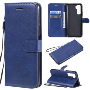 For Huawei nova 7 SE / P40 Lite 5G Solid Color Horizontal Flip Protective Leather Case with Holder & Card Slots & Wallet & Lanyard(Blue) (OEM)