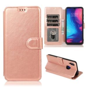For Xiaomi Redmi Note 7 Calf Texture Magnetic Buckle Horizontal Flip Leather Case with Holder & Card Slots & Wallet & Photo Frame(Rose Gold) (OEM)
