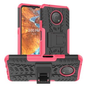 For Nokia G300 Tire Texture TPU + PC Phone Case with Holder(Pink) (OEM)