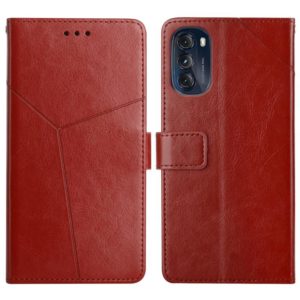 For Motorola Moto G 5G 2022 Y Stitching Horizontal Flip Leather Phone Case(Brown) (OEM)