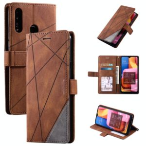 For Samsung Galaxy A20s Skin Feel Splicing Horizontal Flip Leather Case with Holder & Card Slots & Wallet & Photo Frame(Brown) (OEM)