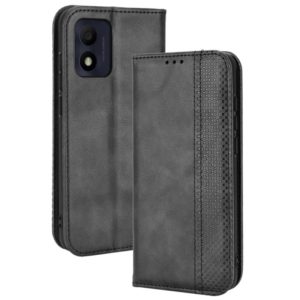 For TCL 303 / Alcatel 1B 2022 Magnetic Buckle Retro Crazy Horse Leather Phone Case(Black) (OEM)
