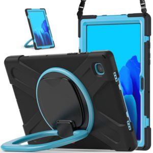 For Samsung Galaxy Tab A7 10.4 (2020) T500 / T505 Silicone + PC Protective Case with Holder & Shoulder Strap(Black+Blue) (OEM)