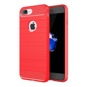 For iPhone 7 Plus Brushed Texture Fiber TPU Rugged Armor Protective Case(Red) (OEM)