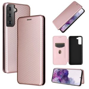 For Samsung Galaxy S30 Carbon Fiber Texture Horizontal Flip TPU + PC + PU Leather Case with Card Slot(Pink) (OEM)