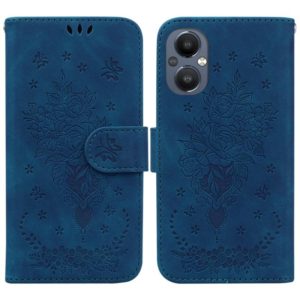 For OnePlus Nord N20 5G Butterfly Rose Embossed Leather Phone Case(Blue) (OEM)