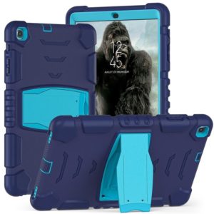 For Samsung Galaxy Tab A 10.1 (2019) T510 3-Layer Protection Screen Frame + PC + Silicone Shockproof Combination Case with Holder(NavyBlue+Blue) (OEM)