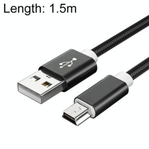 5 PCS Mini USB to USB A Woven Data / Charge Cable for MP3, Camera, Car DVR, Length:1.5m(Black) (OEM)