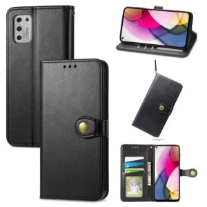 For Motorola Moto G Stylus 2021 Solid Color Leather Buckle Phone Case with Lanyard & Photo Frame & Card Slot & Wallet & Stand Function(Black) (OEM)