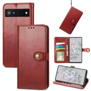For Google Pixel 6a Solid Color Leather Buckle Phone Case(Red) (OEM)