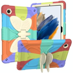 For Samsung Galaxy Tab A8 10.5 2021 Beige PC + Silicone Holder Tablet Case(Colorful Red) (OEM)