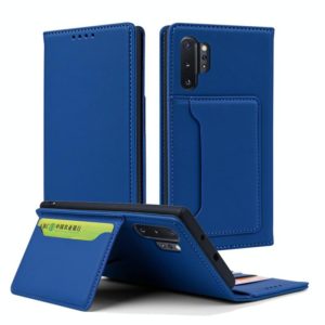 For Samsung Galaxy Note10+ Strong Magnetism Liquid Feel Horizontal Flip Leather Case with Holder & Card Slots & Wallet(Blue) (OEM)