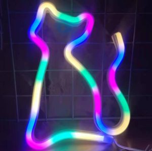 Neon LED Modeling Lamp Decoration Night Light, Power Supply: Battery or USB(Colorful Cat) (OEM)
