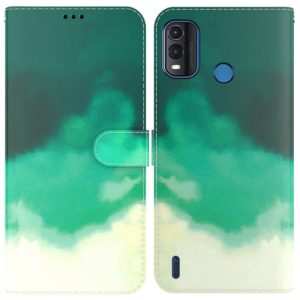 For Nokia G11 Plus Watercolor Pattern Horizontal Flip Leather Phone Case(Cyan Green) (OEM)
