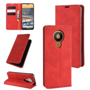For Nokia 5.3 Retro-skin Business Magnetic Suction Leather Case with Holder & Card Slots & Wallet(Red) (OEM)