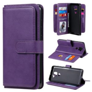 For Xiaomi Redmi Note 9 Multifunctional Magnetic Copper Buckle Horizontal Flip Solid Color Leather Case with 10 Card Slots & Wallet & Holder & Photo Frame(Purple) (OEM)