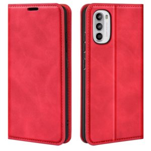 For Motorola Moto G52 4G Retro-skin Magnetic Suction Leather Phone Case(Red) (OEM)