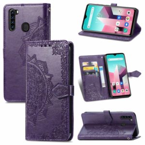 For Blackview A80 Pro Mandala Flower Embossed Horizontal Flip Leather Case with Holder & Three Card Slots & Wallet & Lanyard(Purple) (OEM)