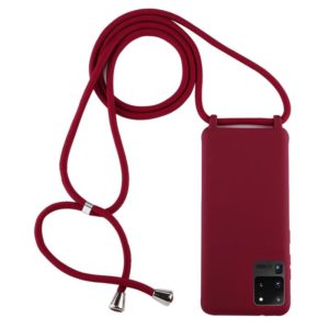 For Galaxy S20 Ultra Candy Color TPU Protective Case with Lanyard(Red) (OEM)