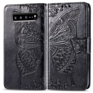 Butterfly Love Flowers Embossing Horizontal Flip Leather Case For Galaxy S10 5G with Holder & Card Slots & Wallet & Lanyard(Black) (OEM)