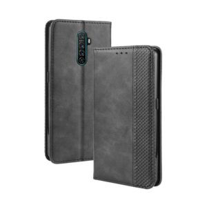 For Oppo Reno Ace Magnetic Buckle Retro Crazy Horse Texture Horizontal Flip Leather Case with Holder & Card Slots & Photo Frame(Black) (OEM)