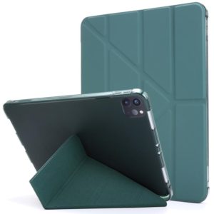 For iPad Pro 11 2022 / 2021 Multi-folding Horizontal Flip PU Leather + Shockproof TPU Tablet Case with Holder & Pen Slot(Deep Green) (OEM)