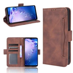 For Sharp Aquos Zero6 Skin Feel Calf Pattern Horizontal Flip Leather Case with Holder & Card Slots & Photo Frame(Brown) (OEM)