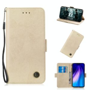 For Xiaomi Redmi Note 8 Retro Horizontal Flip PU Leather Case with Card Slots & Holder(Gold) (OEM)
