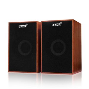 SADA USB Mini Wooden Super Bass Wired Speakers for Laptop / Desktop / Smart Phone, with 3.5mm AUX (OEM)
