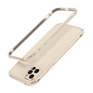 For iPhone 12 Aurora Series Lens Protector + Metal Frame Protective Case(Gold) (OEM)