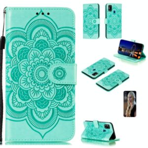 For Galaxy M31 Mandala Embossing Pattern Horizontal Flip PU Leather Case with Holder & Card Slots & Walle & Lanyard(Green) (OEM)
