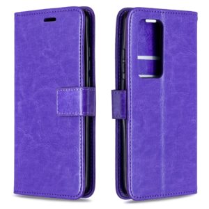 For Huawei P40 Pro Crazy Horse Texture Horizontal Flip Leather Case with Holder & Card Slots & Wallet & Photo Frame(Purple) (OEM)