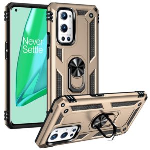 For OnePlus 9 Pro Shockproof TPU + PC Protective Case with 360 Degree Rotating Holder(Gold) (OEM)