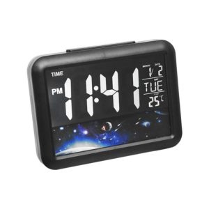 Color Screen Children Electronic Alarm Clock LCD Bedside Alarm Clock(Black Shell Universe) (OEM)
